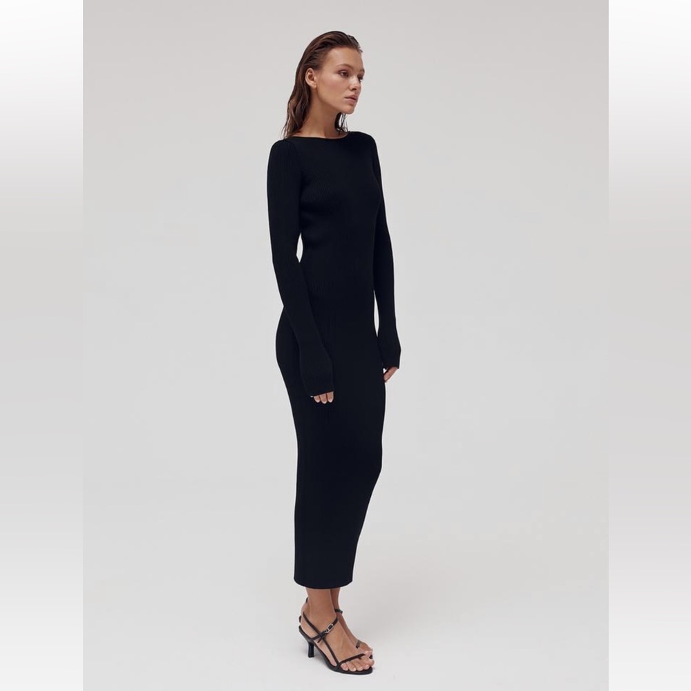 The Bazilika Knit Black Open Back Dress - Size XS/S